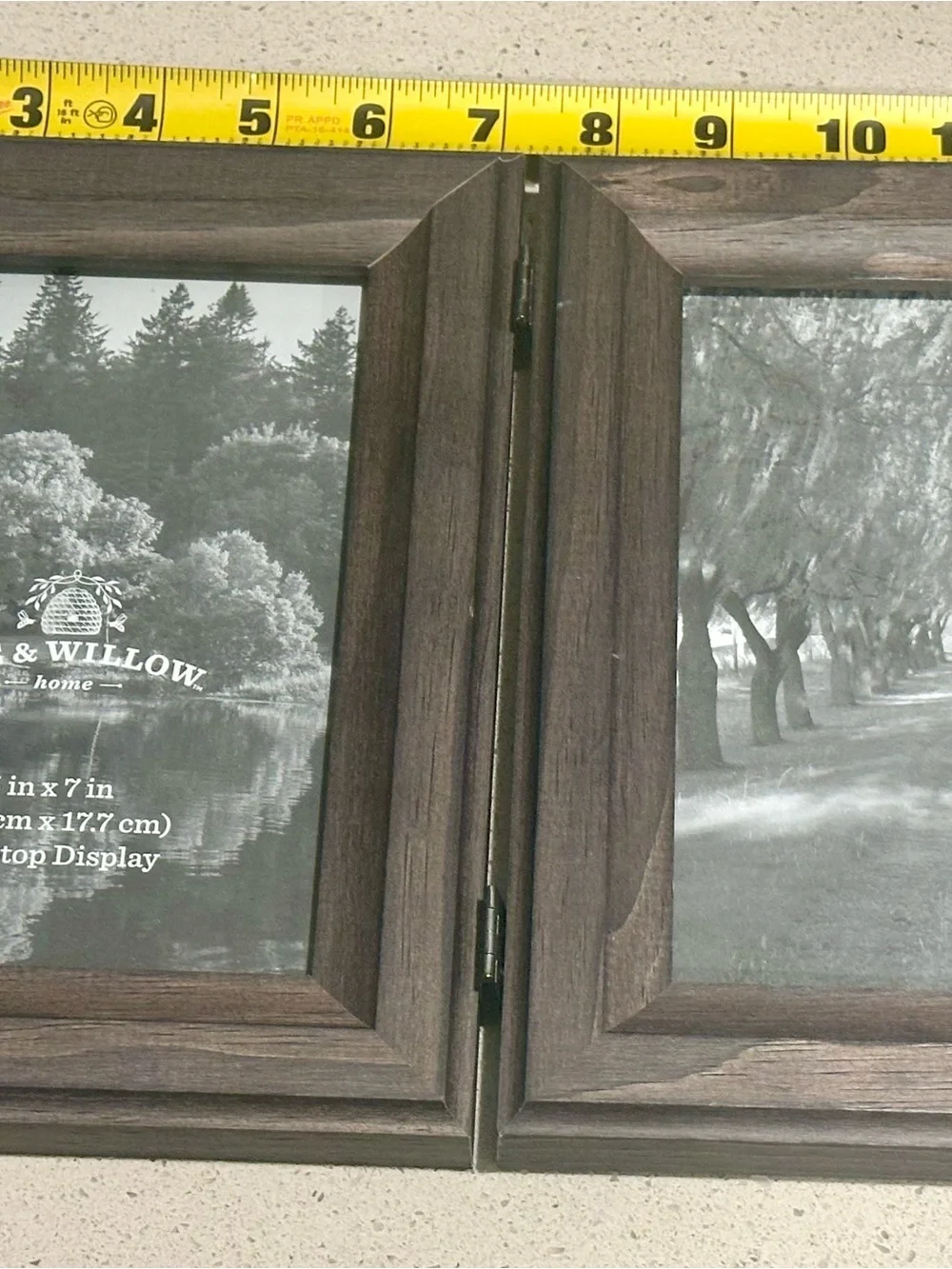 Double Hinged Tabletop Photo Frame in Dark Brown
